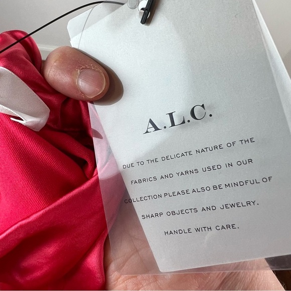NWT A.L.C. Joss Ruched Dress Pink Size 6 Long Sleeve Mockneck High Neck - Picture 11 of 12